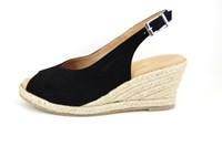Slingback Espadrilles Wedges - black suede in small sizes